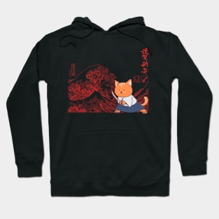 Samurai Cat And The Great Wave Hoodie